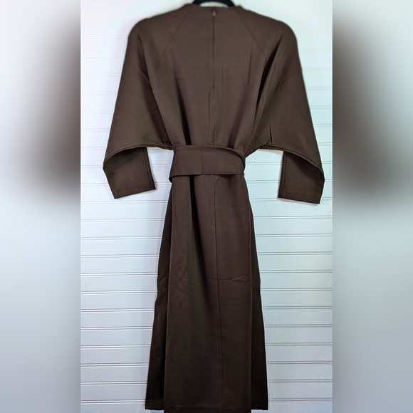 Pari Passu NWT Janice Funnel Dress Espresso Brown Midi 3/4 Sleeve Size D16 - Picture 3 of 12